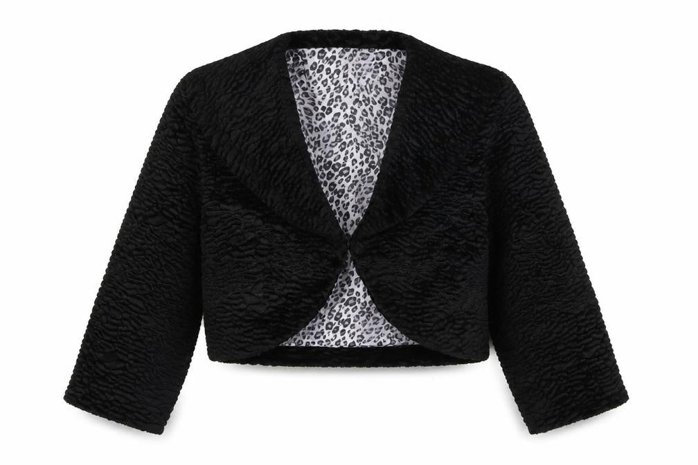 SooLee Women's Black Cropped Jacket, Size M, Elegant