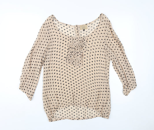 River Island Women's Beige Polka Dot Blouse, Size 12