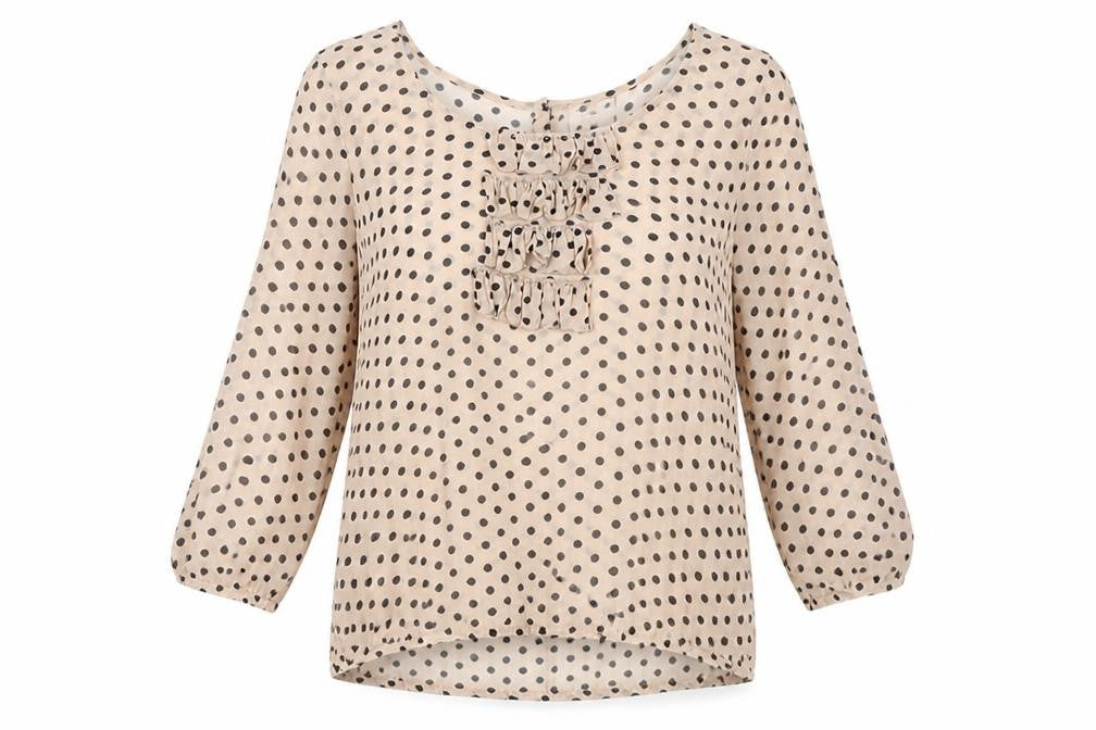 River Island Women's Beige Polka Dot Blouse, Size 12