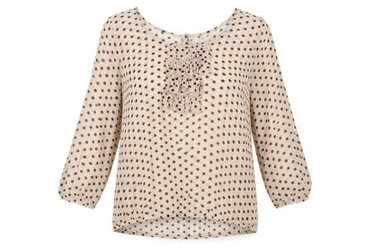 River Island Women's Beige Polka Dot Blouse, Size 12