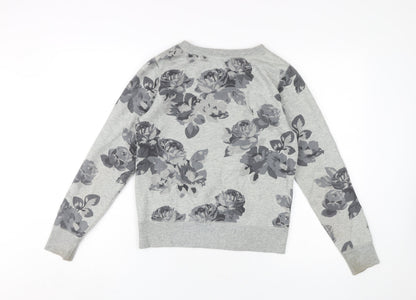 Gap Women’s Grey Floral Logo Sweatshirt - S