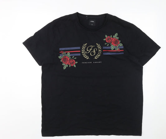 Burton Menswear Black XL Rose Men's T-Shirt
