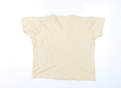 EWM Women's Beige Basic V-Neck T-Shirt, L