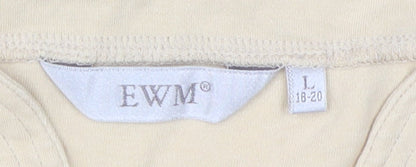 EWM Women's Beige Basic V-Neck T-Shirt, L