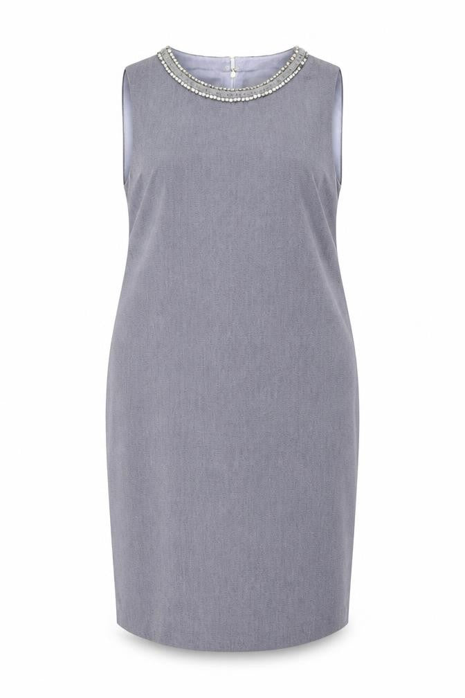 Wallis Women's Grey Sheath Dress - Size 16, Beaded, Formal