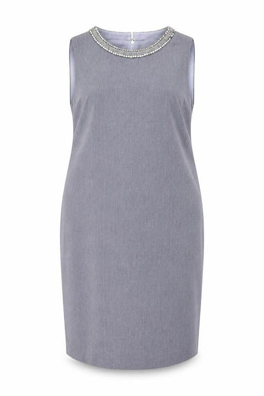 Wallis Women's Grey Sheath Dress - Size 16, Beaded, Formal