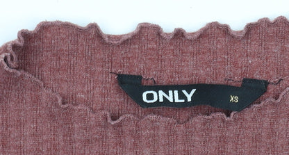 Brand and care label for Only Women's Red High Neck Blouse XS