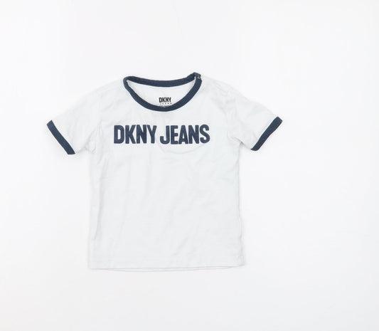 DKNY Boys White Ringer T-Shirt, Age 2, Comfortable Casual Wear