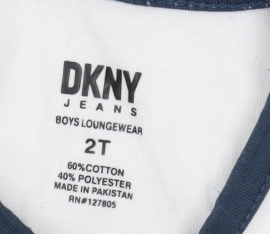 DKNY Boys White Ringer T-Shirt, Age 2, Comfortable Casual Wear