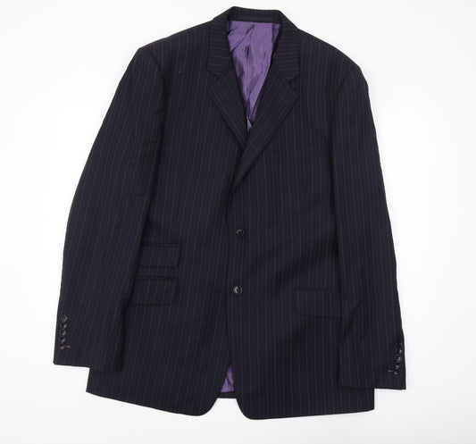 Linea Men's Black Pinstripe Suit Jacket 44L