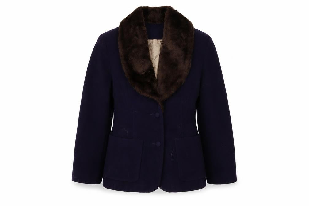 Next Women’s Blue Overcoat with Fur Trim, Size 10