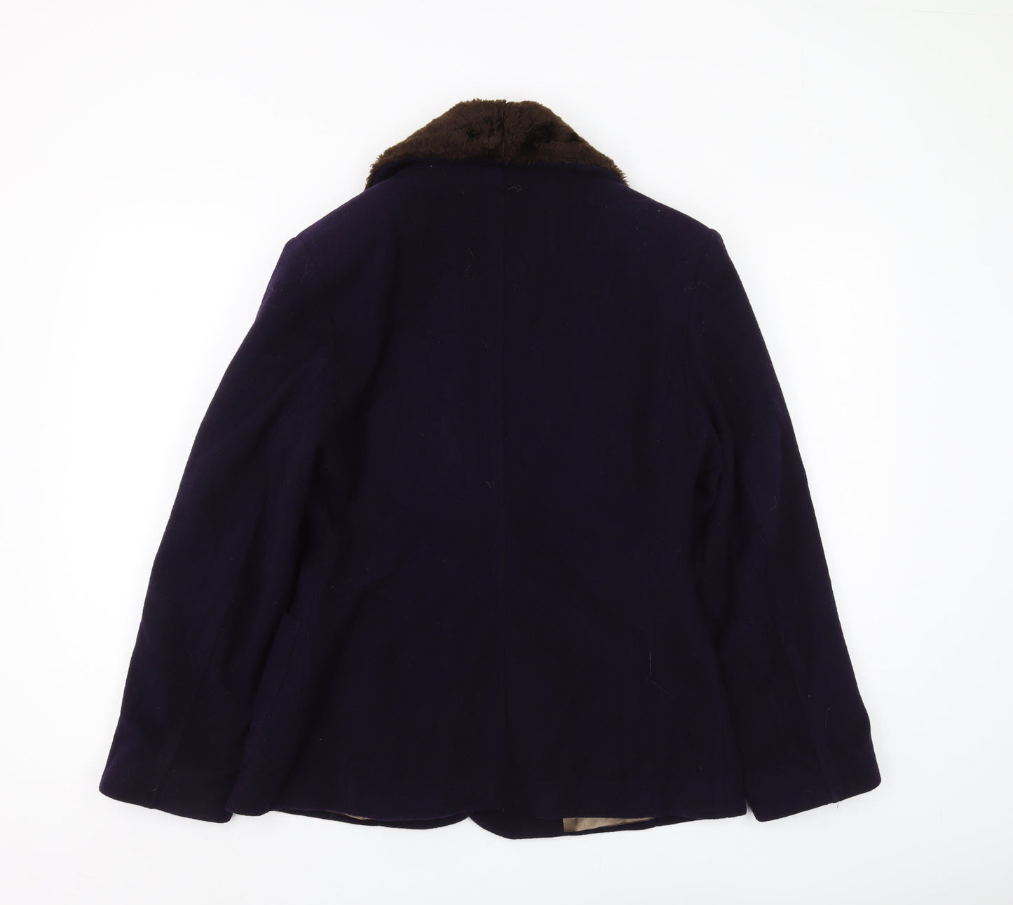 Next Women’s Blue Overcoat with Fur Trim, Size 10