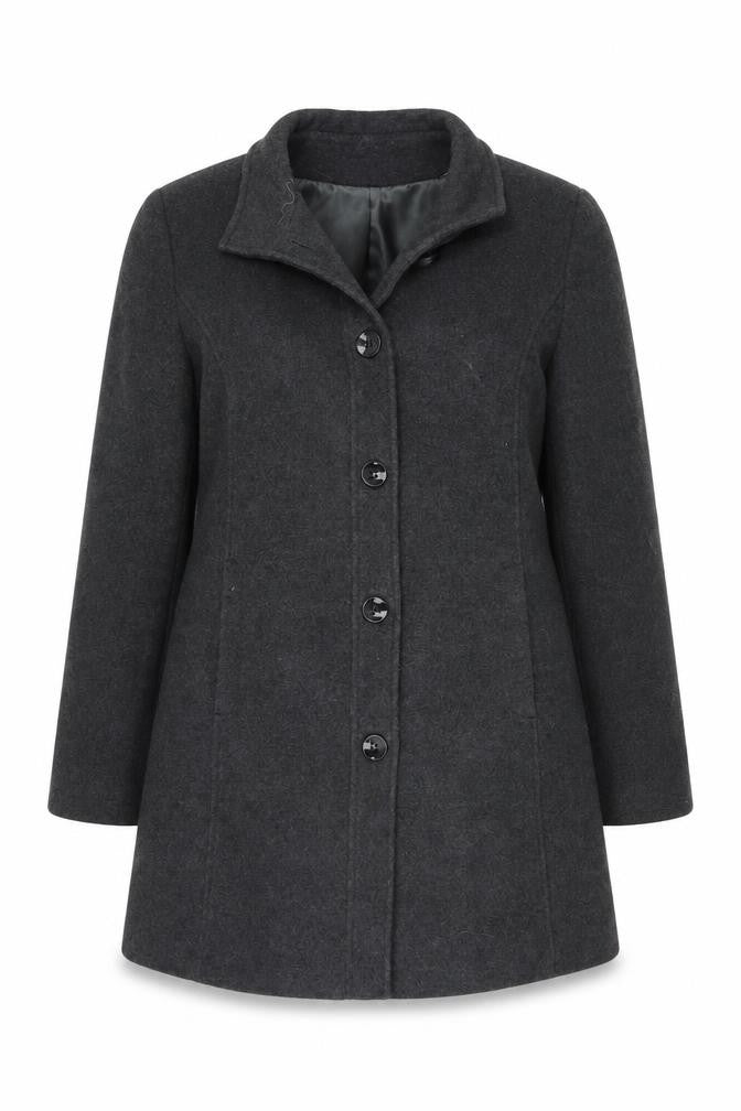 Eastex Women's Grey Wool Blend Mid-Length Overcoat