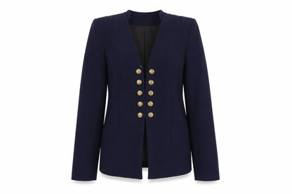 H&M Women's Blue Blazer, Size 8, Shawl Lapel, 6-Button