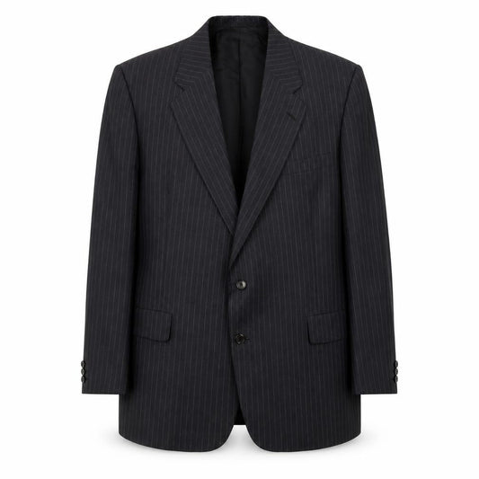 Aquascutum Men's Black Striped Blazer, Size 46, Regular Fit