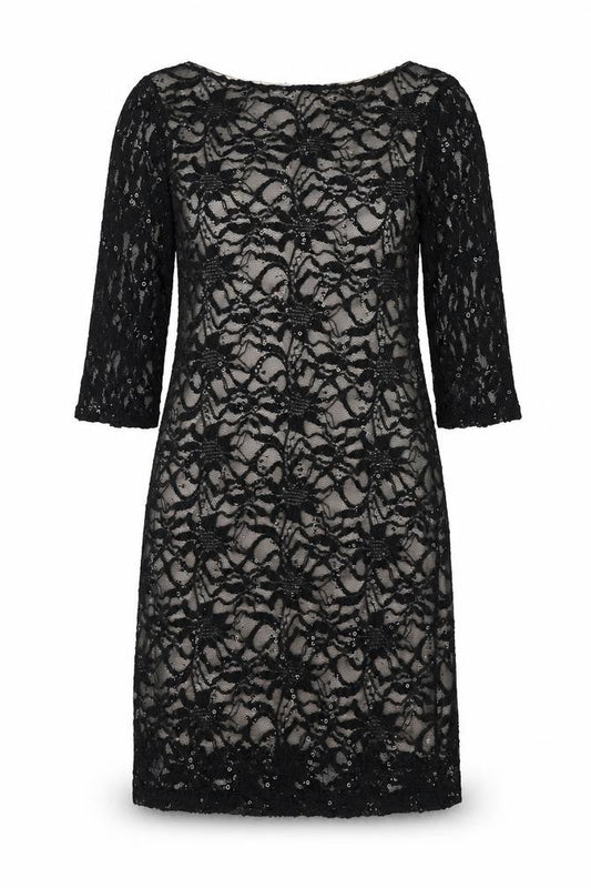 Evie Women's Black Lace Knee-Length Sheath Dress