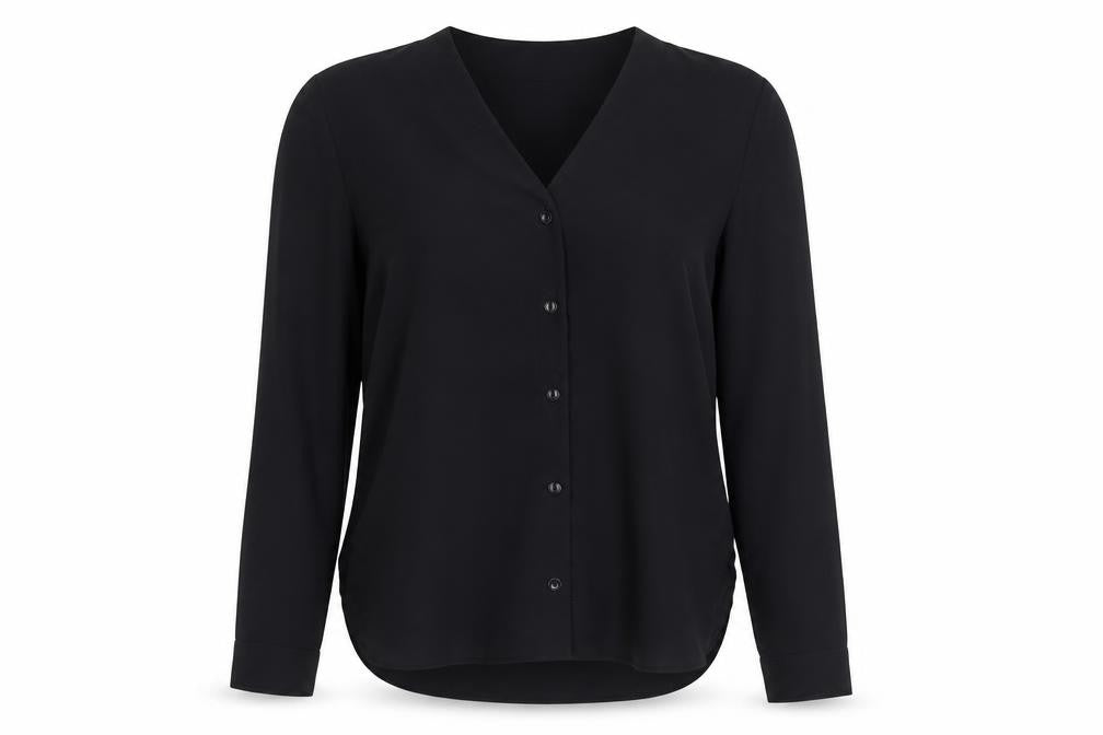 ASOS Women's Black V-Neck Blouse Size 6 Long Sleeve