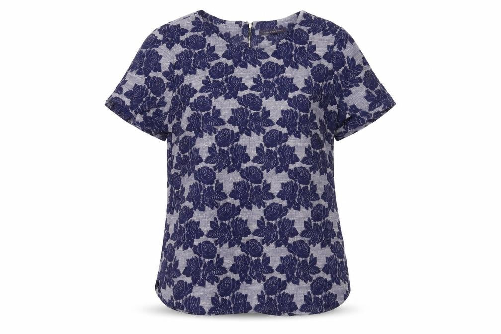 Marks & Spencer Women's Blue Floral Tunic Blouse Size 10