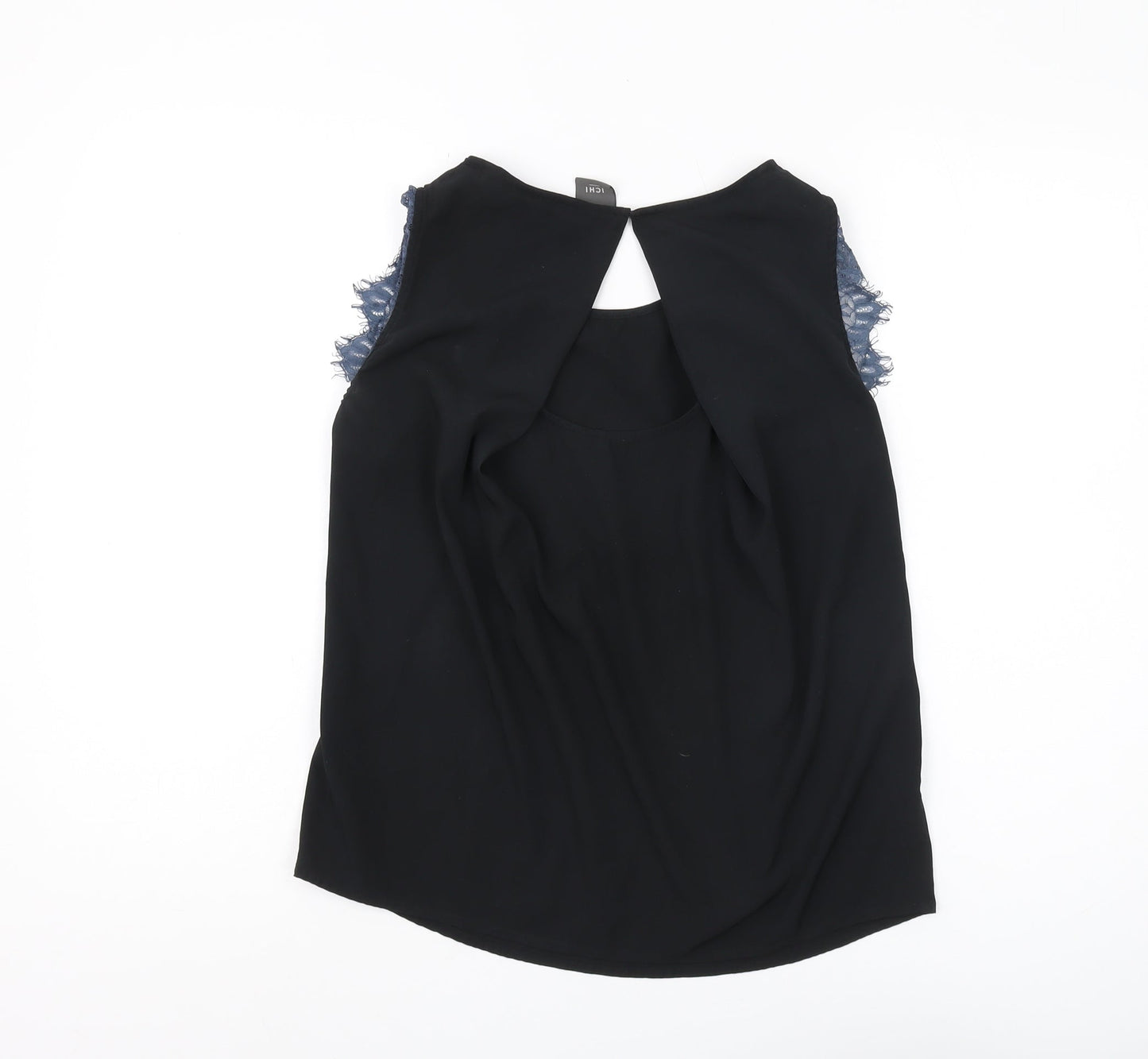 ICHI Women's Black Lace Accent Sleeveless Blouse XS
