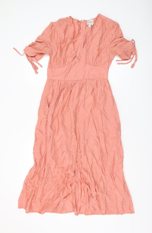 Narrated Women's Pink Flutter Sleeve Wrap Dress