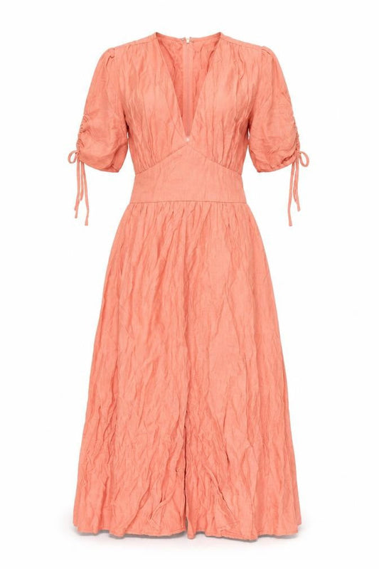 Narrated Women's Pink Flutter Sleeve Wrap Dress