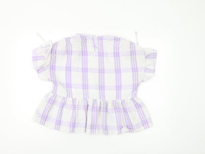 Back view of ASOS DESIGN Women's Multicoloured Plaid Cropped Blouse, size 12