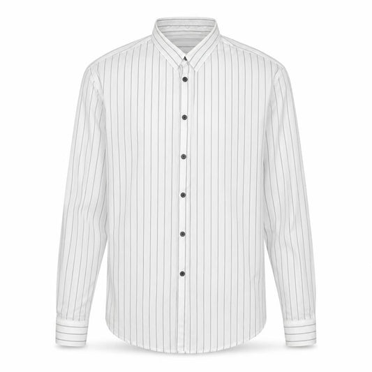 DKNY Men's White Striped Button-Up Shirt L