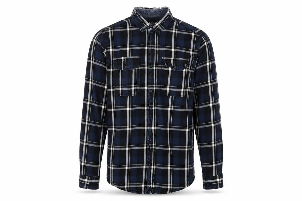 Jack & Jones Men's Blue Plaid Button-Up Shirt M