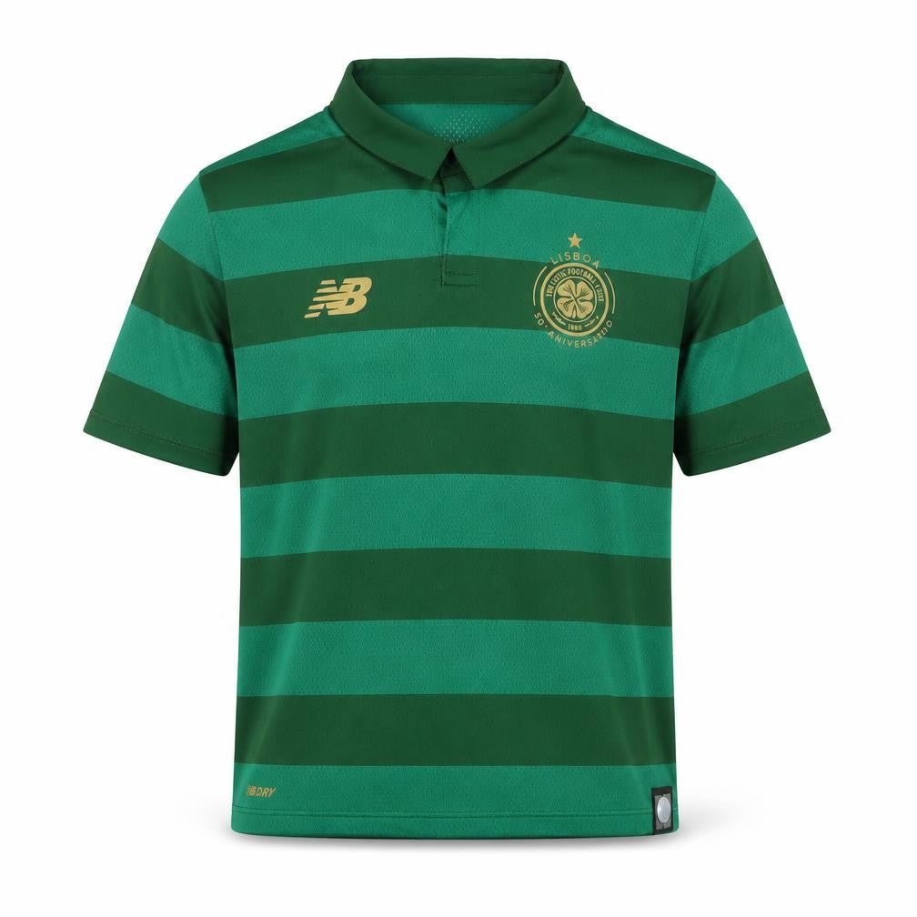 New Balance Boys Green Striped Polo Jersey L