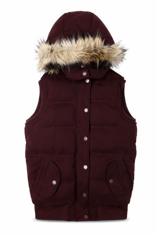 FatFace Women's Brown Puffer Waistcoat Size 8 Hooded
