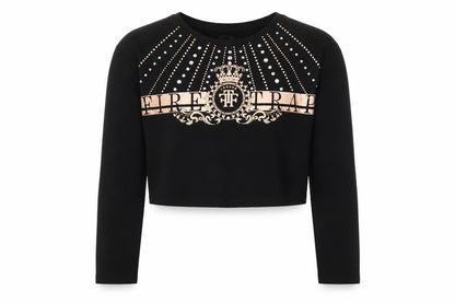 Front view of Firetrap girls’ black cropped logo t-shirt 9-10 years