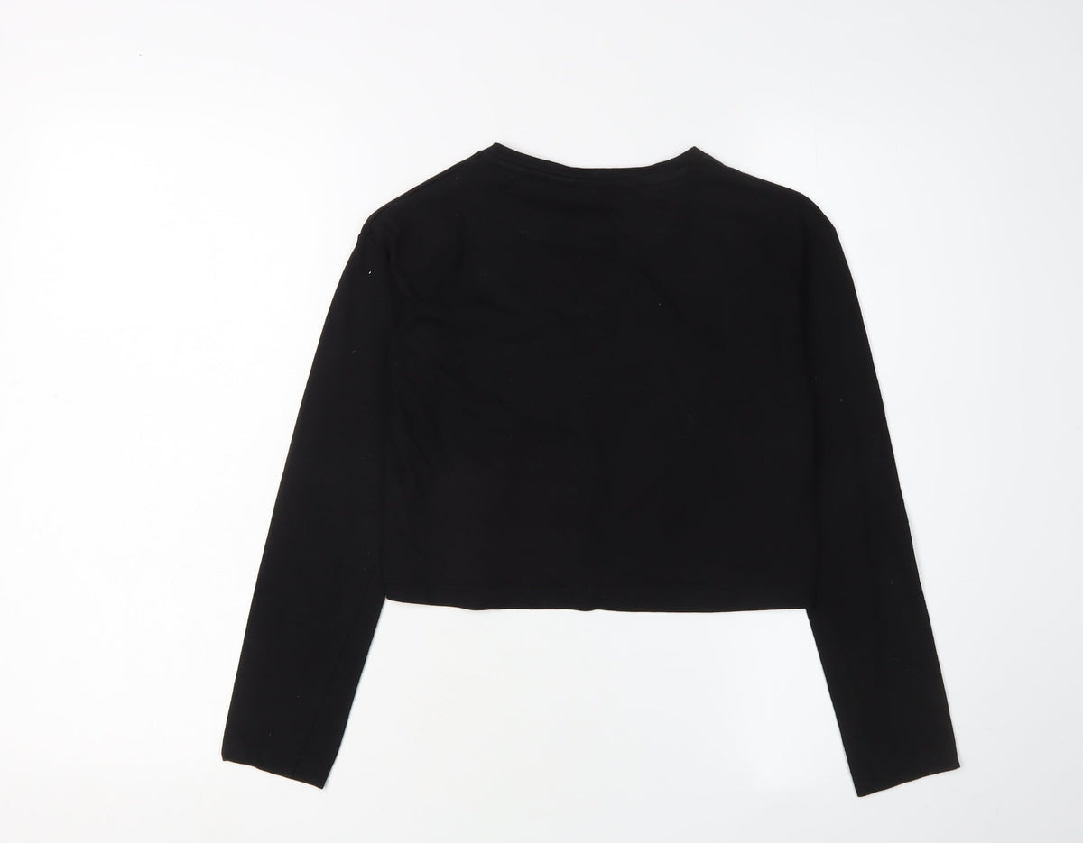 Back view of Firetrap girls’ black cropped logo t-shirt 9-10 years