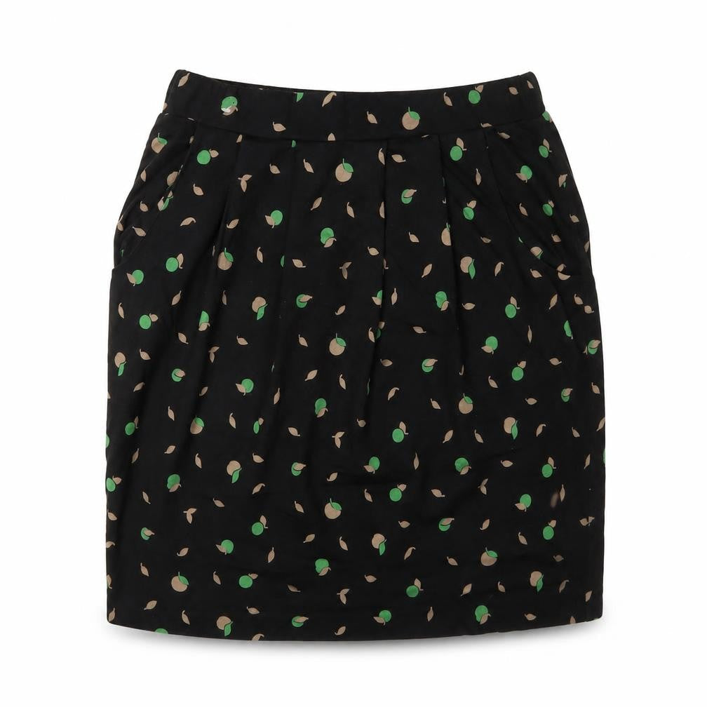 Boden Women's Black Pleated Floral Knee Length Skirt