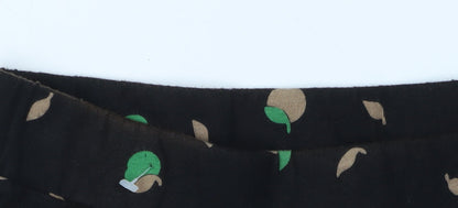 Boden Women's Black Pleated Floral Knee Length Skirt