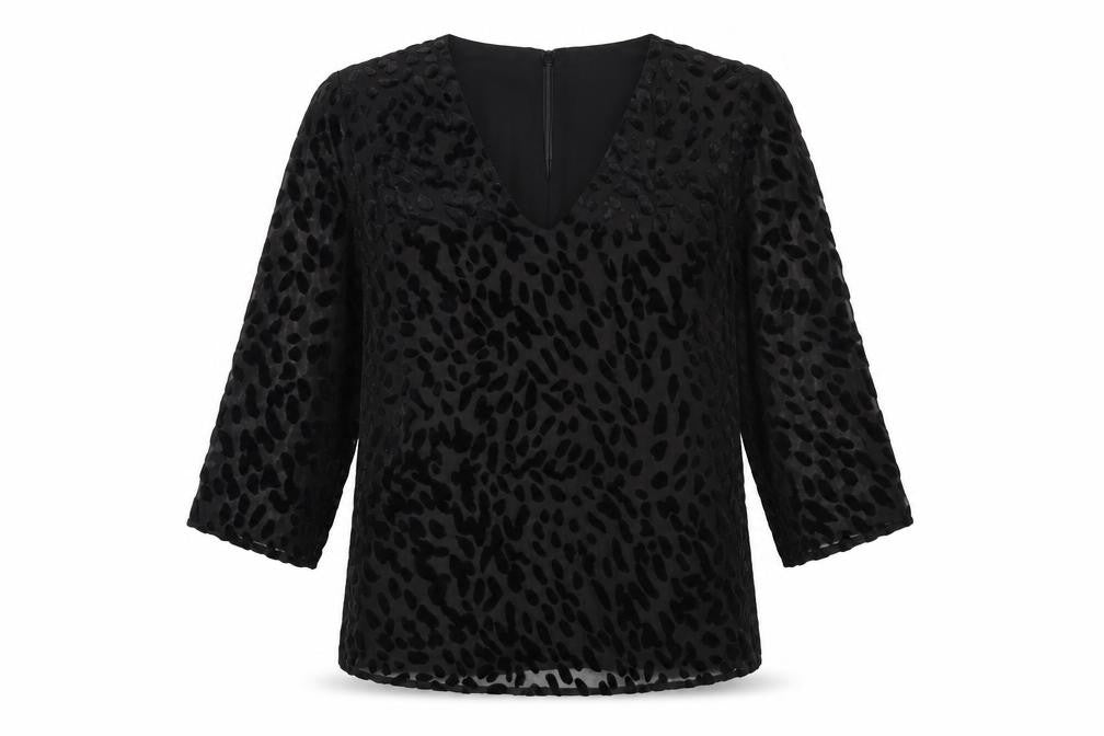 Jaeger Women's Black Animal Print Blouse, Size 6