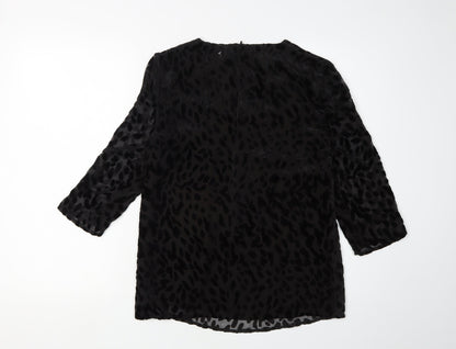 Back view of Jaeger Women's Black Animal Print Blouse, size 6