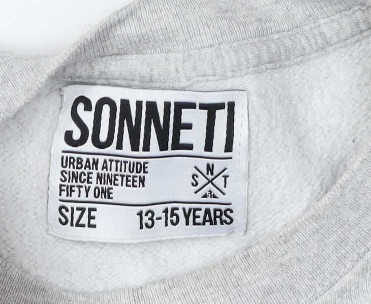 Sonneti Boys Grey Pullover Sweatshirt 13-15Y Graphic Logo