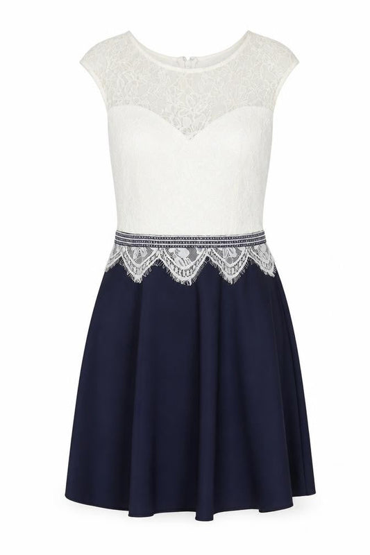 Lipsy Women's A-Line Dress Ivory Blue Size 12 Party