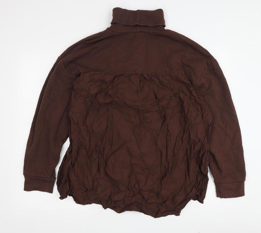 Zara Women's Brown High Neck Long Sleeve Blouse