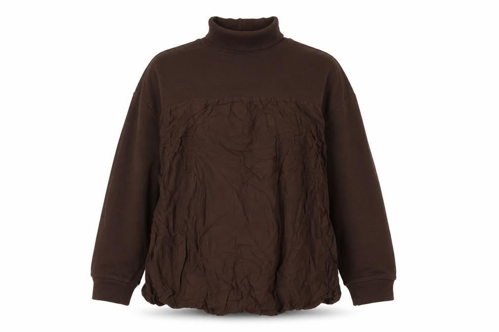 Zara Women's Brown High Neck Long Sleeve Blouse