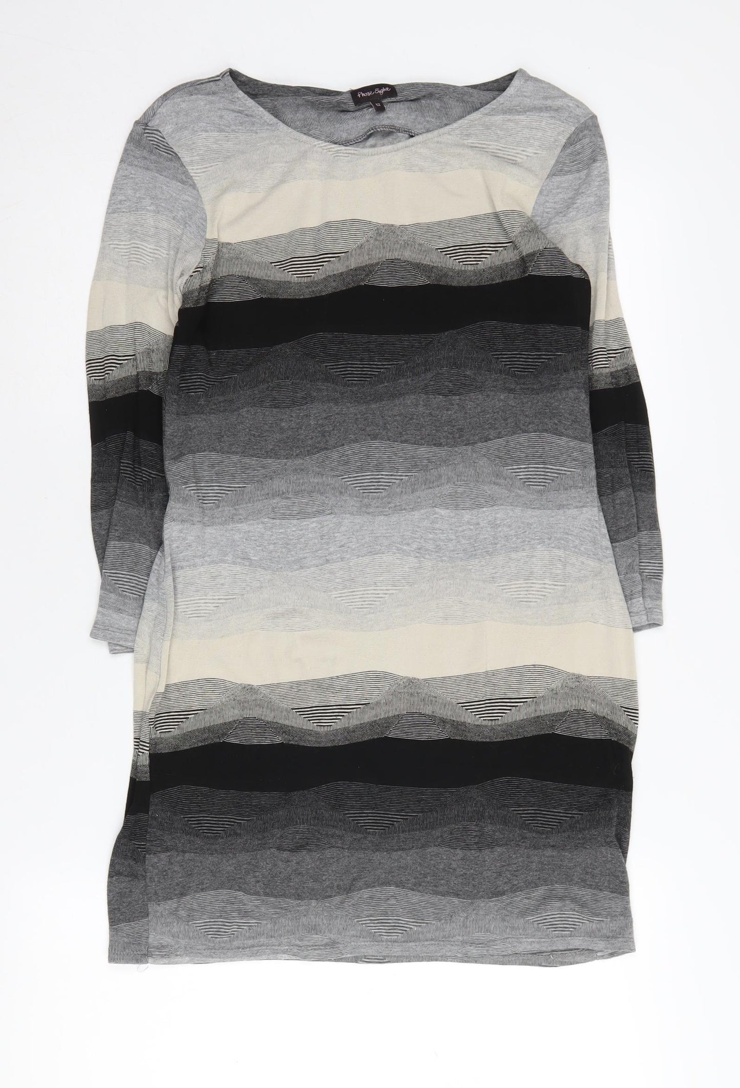 Phase Eight Women's Grey Striped Tunic Jumper Size 12