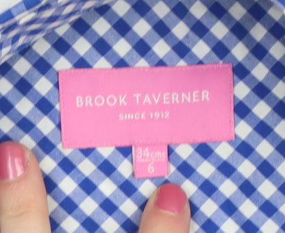Brook Taverner Women's Blue Check Button-Up Shirt Size 6