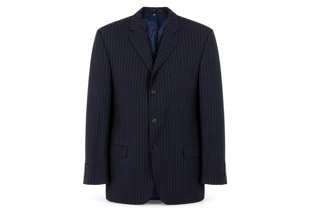Daniel Hechter Men's Blue Wool Blazer, Size 44L, Classic Stripe