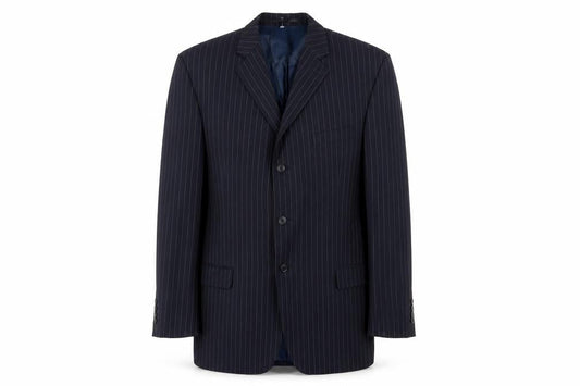 Daniel Hechter Men's Blue Wool Blazer, Size 44L, Classic Stripe