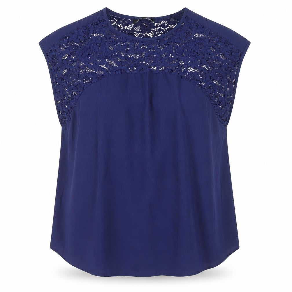 Capsule Women's Blue Crochet Accented Blouse - Size 18