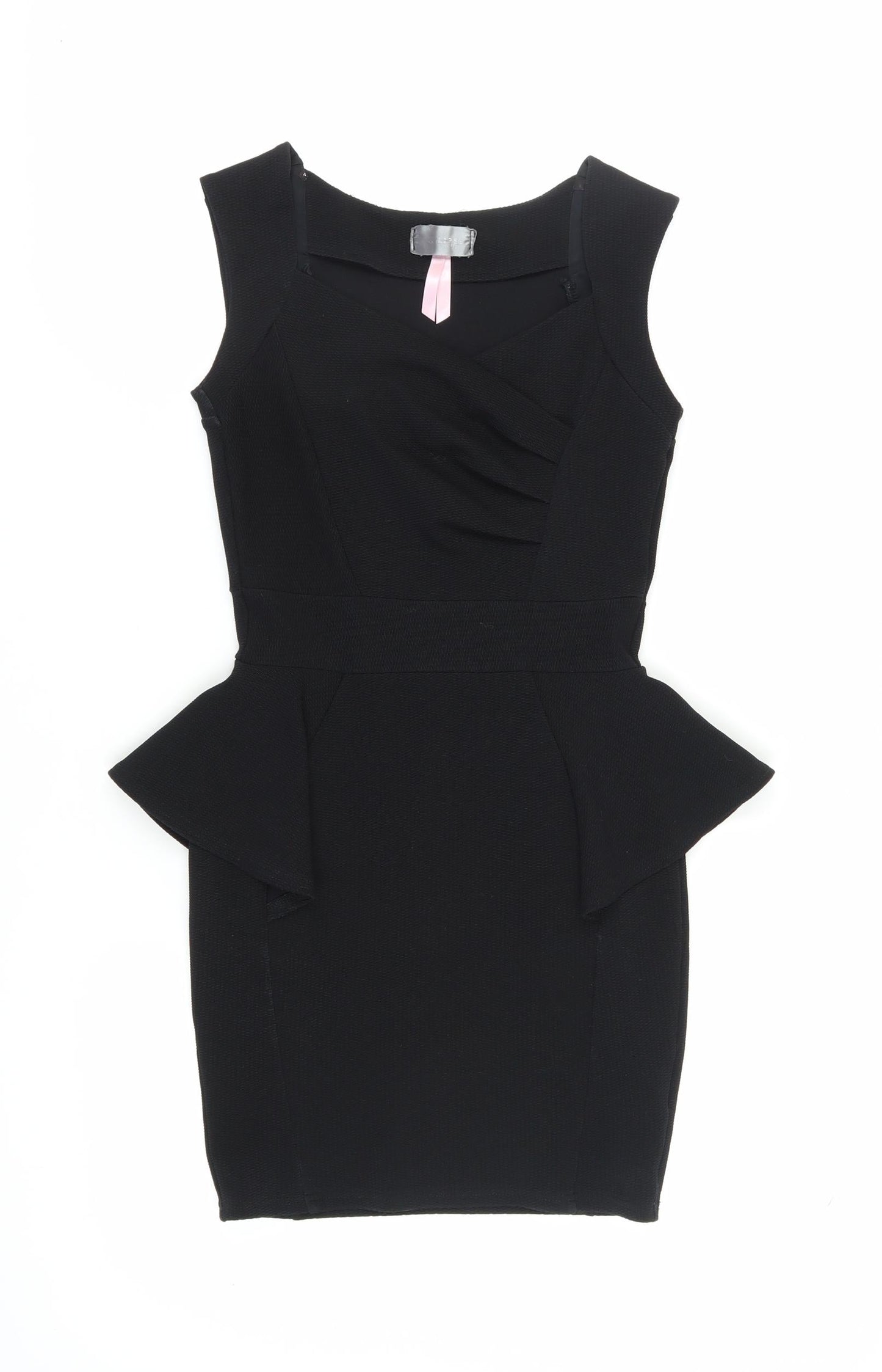 Lipsy Women's Black Peplum Dress, Size 6, Sleeveless, Party Ready