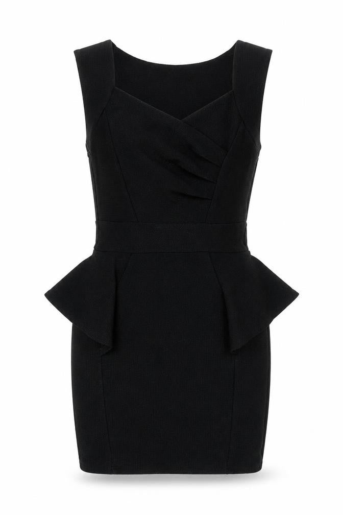 Lipsy Women's Black Peplum Dress, Size 6, Sleeveless, Party Ready