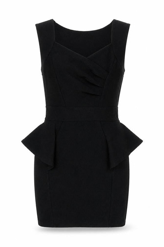 Lipsy Women's Black Peplum Dress, Size 6, Sleeveless, Party Ready