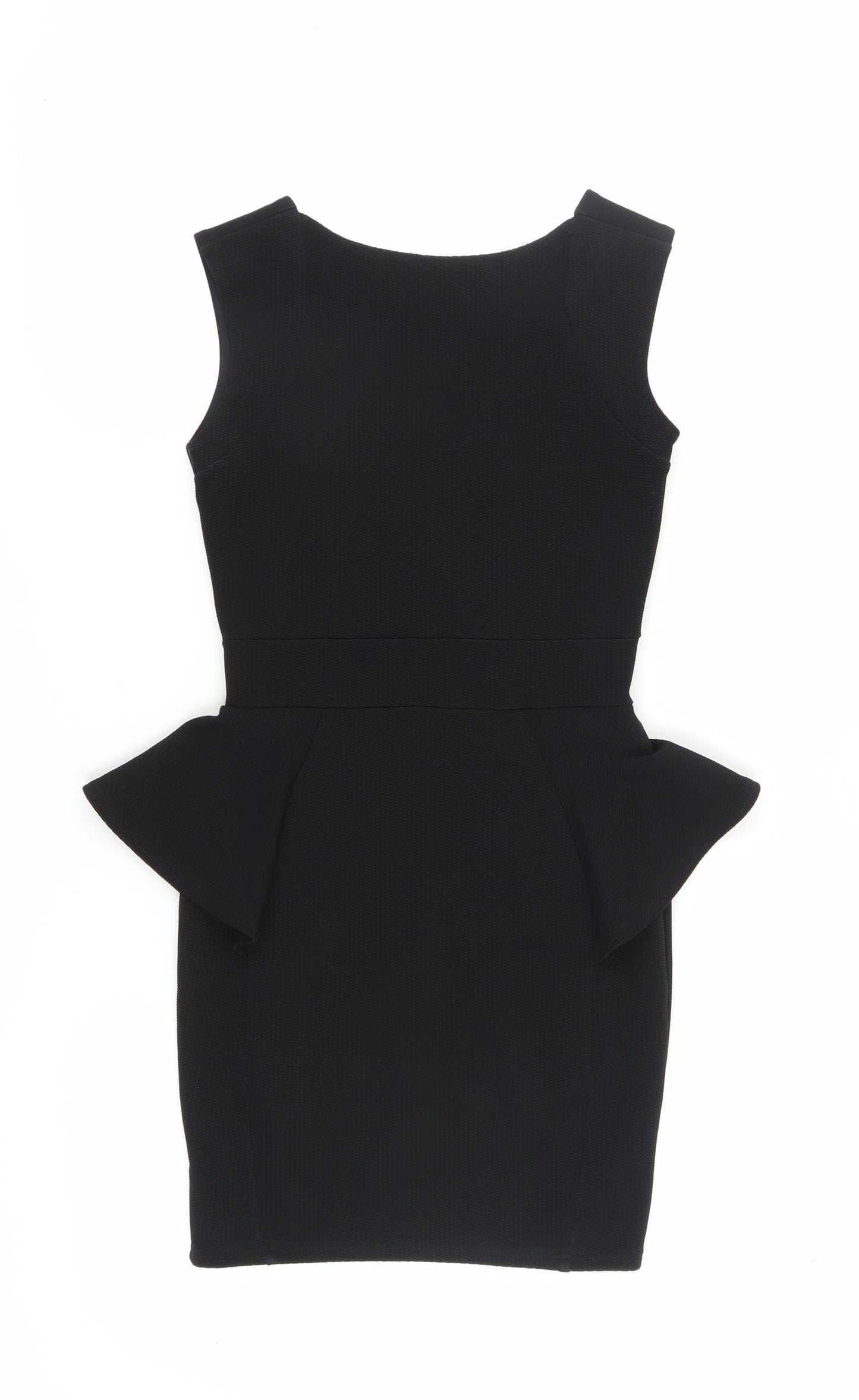 Lipsy Women's Black Peplum Dress, Size 6, Sleeveless, Party Ready