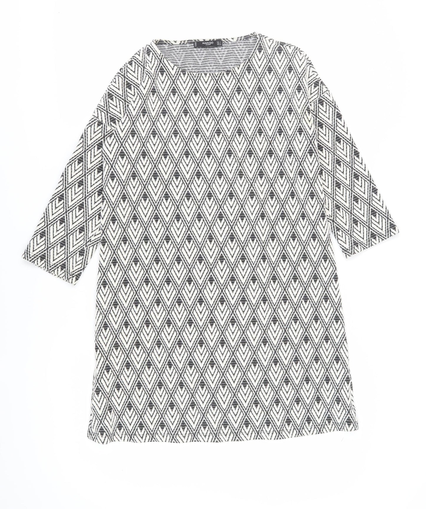 Mango Women's Black Shift Dress S Geometric